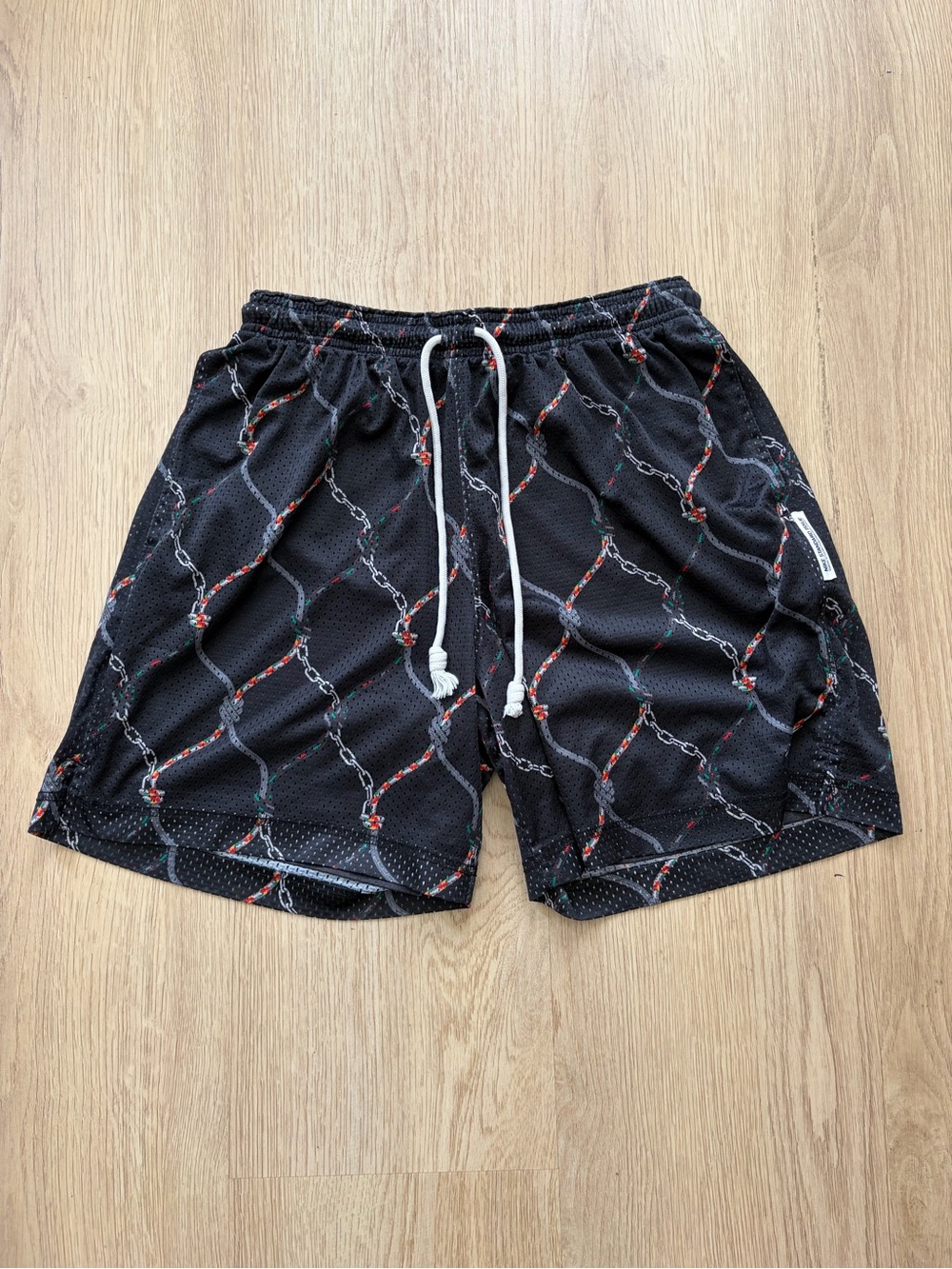 Nike Standard Issue Reversible Black Mesh Athletic Shorts with Chain Pattern